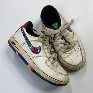Nike Kids Air Force 1 Low CU4634-100 Lace Up Multicolor Sneaker Shoes Sz 10.5